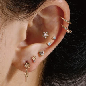 Stainless Steel Ear Bone Nails Zircon Screw Stud Earrings Womens Earrings Piercing Jewelry