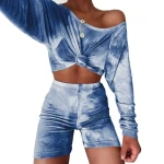 Summer Tie Dye Two Piece Biker Short Set Women