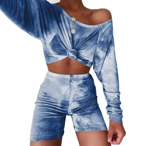 Summer Tie Dye Two Piece Biker Short Set Women
