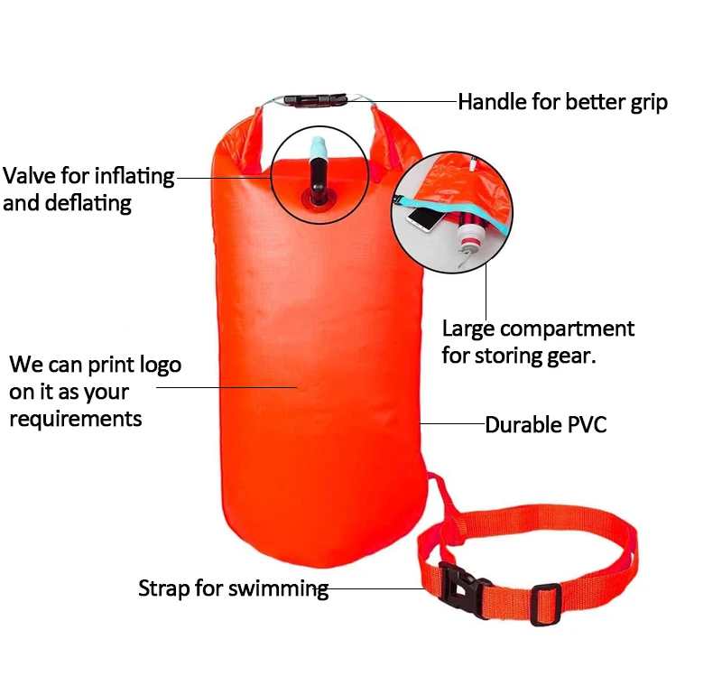 Swimming diving Buoy Safety Float Air Dry Bag Tow Float Swim Inflatable Flotation Bag.