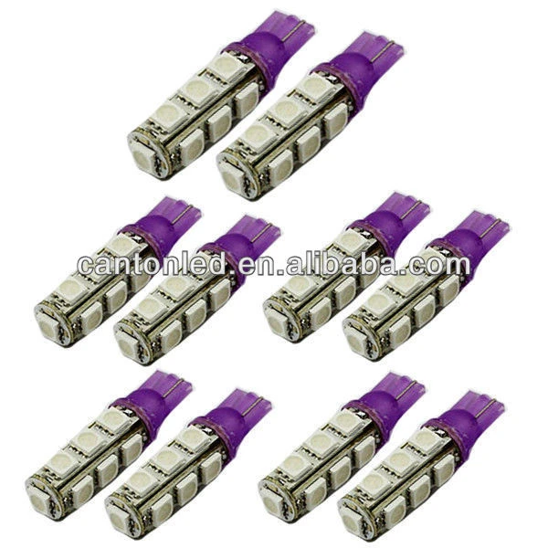 T10 921,W5W 13 5050 SMD LED Purple Ultraviolet UV Car Light Bulb