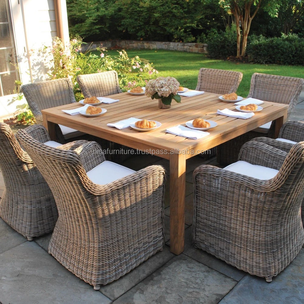 Teak Rattan dining chairs and table garden sets Outdoor Furniture otherhomefurniture