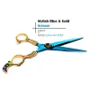 Titanium Blue Colored shear with Gold Handle new choice barber scissors