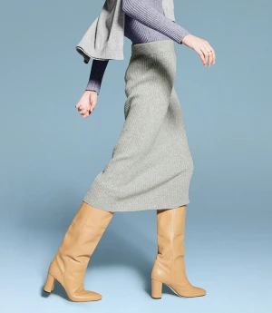 Tong Sheng Cashmere Knit Skirt Elastic Band Autumn Winter Warm Knitted Ribbed Long Skirt