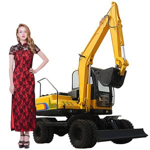 Unique china wheeled excavator with air conditioner for digging cable pit