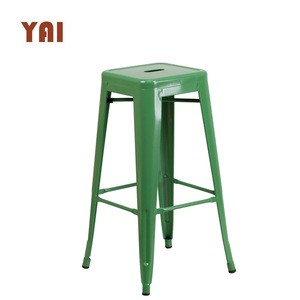 Unique Design Furniture Custom Designer Step French Style Steel 4 Legs Stacking High Bar Industrial Metal Stool