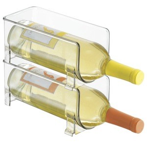 Uper Quality Clear Stackable Acrylic Single Wine Bottle Storage Organizer Wine Holder Rack for Kitchen Countertops