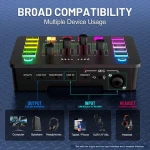 USB Digital Audio Sound Card Mixer for Live Streaming Interface with Microphone Headphone Kit Set for Streamer Gaming Mic Bundle