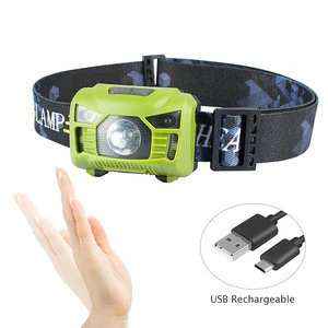 USB Rechargeable sensor mini  headlamp High Power Waterproof LED headlight with red light for fishing camping walking