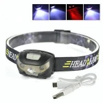 USB waterproof camping fishing sensor 3W rechargeable LED headlamp
