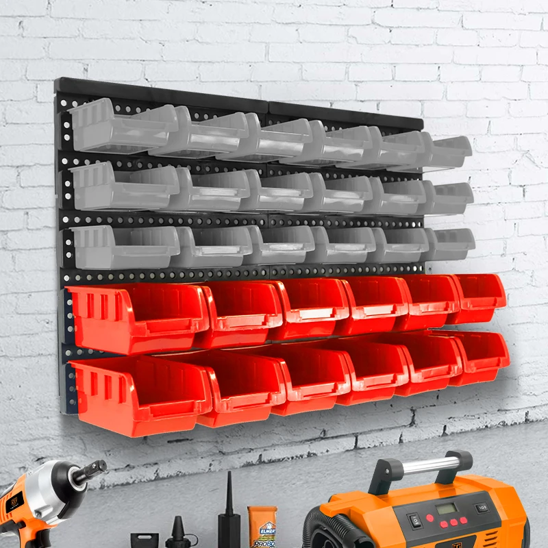 Vcan 30 Pcs Industrial Pp Plastic Storage Boxes Wall Plastic Tool Holder Storage Bins