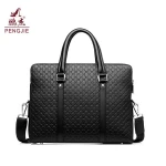 Waterproof PU leather Fashion Embossing Diamond Business Handbag Messenger Shoulder Laptop bag Briefcase Men