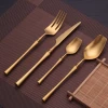 Western Style High Quality Durable Luxury Gold Fork Knife And Spoon Set Flatware Set For Weddings