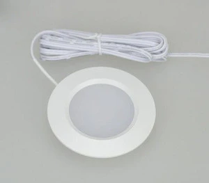 White aluminum shell 12V DC 3W LED Under Cabinet Lights Puck Light Warm White for Kitchen Counter Down Lighting