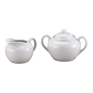 White Porcelain Sugar and Creamer Set for Coffee and Tea 6OZ