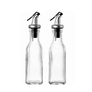 Wholesale 180ml 250ml 500ml Square Cooking Olive Oil Glass Bottle with Metal Nozzle Glass Oil Bottle