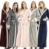 wholesale Autumn and winter women night robe soft coral velvet bathrobe waist belt one-piece loungewear with hoodies