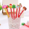 Wholesale custom christmas styles wooden pencils, smooth writing cartoon pencil with easer