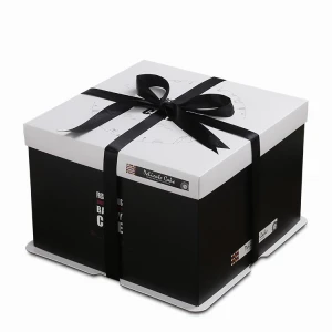 Wholesale Black Mocha Impression Cake Box 10 Inch, Luxury Handmade Wedding Cake Box, Birthday Cake Boxes