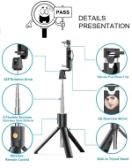 wholesale low price remote control wireless tripods flexible stand selfie stick with mirror