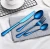 Import Wholesale Mirror Polished Royal Reusable Stainless Steel 410 Blue Knife Spoon Fork Cutlery Set from China
