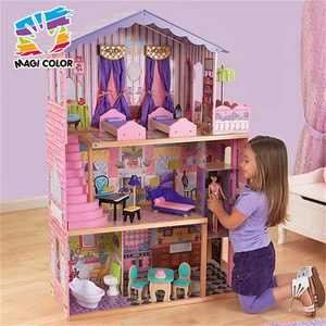 wholesale new style 16 pieces of furniture kids elegant dollhouse suite wooden 18 inch doll house for children W06A232