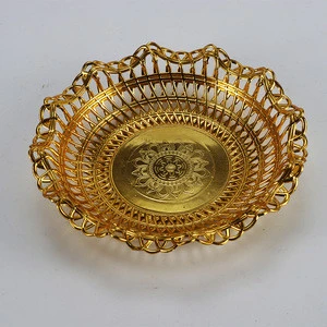 Wholesale popular round glass dish plate round sink dish drainer round Gold plating dish plate