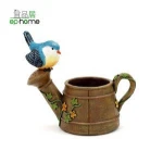 Wholesale Resin Retro Vintage Watering Can and Bird Shape DIY Flower Pot for Succulent Cactus Bonsai Planter Moss Home Decor