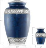 Wholesale Set of 5 Etched Cremation Urns for Human Ashes Token Size  Blue silver funeral supplies in classic design customizable
