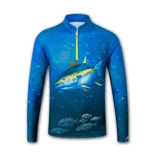 Wholesale Sportswear Fishing Clothing Long Sleeve Shirt Design Your Own Sublimation Fishing Jersey