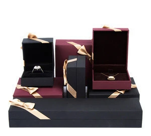 Wholesale Stock Small Order Quantity Black Jewelry Set Display Storage Packaging Box With Stitching