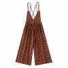 Wholesale Women clothing Cami Brown Polka Dot Pattern Print Jumpsuit