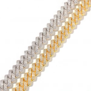 Width 20mm NEW ORIGINAL 14K Gold Jewelry Wholesale Chain Iced Cuban Link Choker Silver Cuban Link Chain