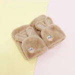 winter flip Clamshell half finger gloves for kids women fleece touch screen Stitching antifreeze plush inner mittens