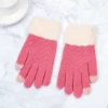 Winter ladies burrs plus velvet thick jacquard touch screen knitted warm and cold gloves gift gloves wholesale customization
