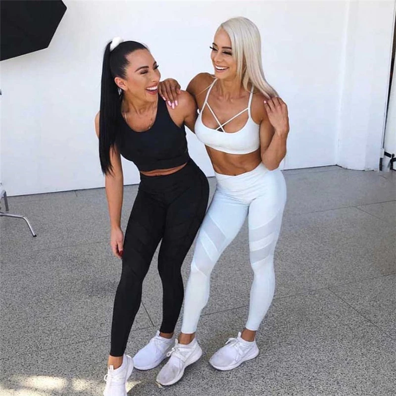 Wire Mesh Fitness Yoga Wear Two Piece Set Women Clothing