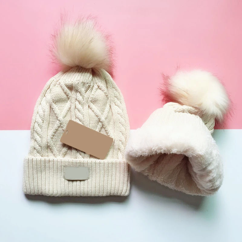 Women beanie fur ball pom poms winter hat for women girl &#x27;s hat knitted beanies brand new thick female hat beenies