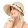 Women Broad Brim Beach Hat Bowknot Summer Sun Foldable Straw Hat Panama Paper Straw Hat