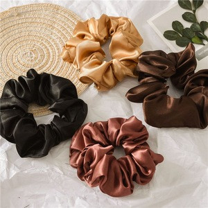 Women Fashion Scrunchies Elastic Hair Accessories Satin Rubber Bands Ponytail Holder Solid Color Hair Tie