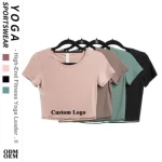 Women Gym Crop Tops Fitness Running Workout Tops Sport Shirts Sport Kleding Wholesale Custom Tracksuits T-Shirts