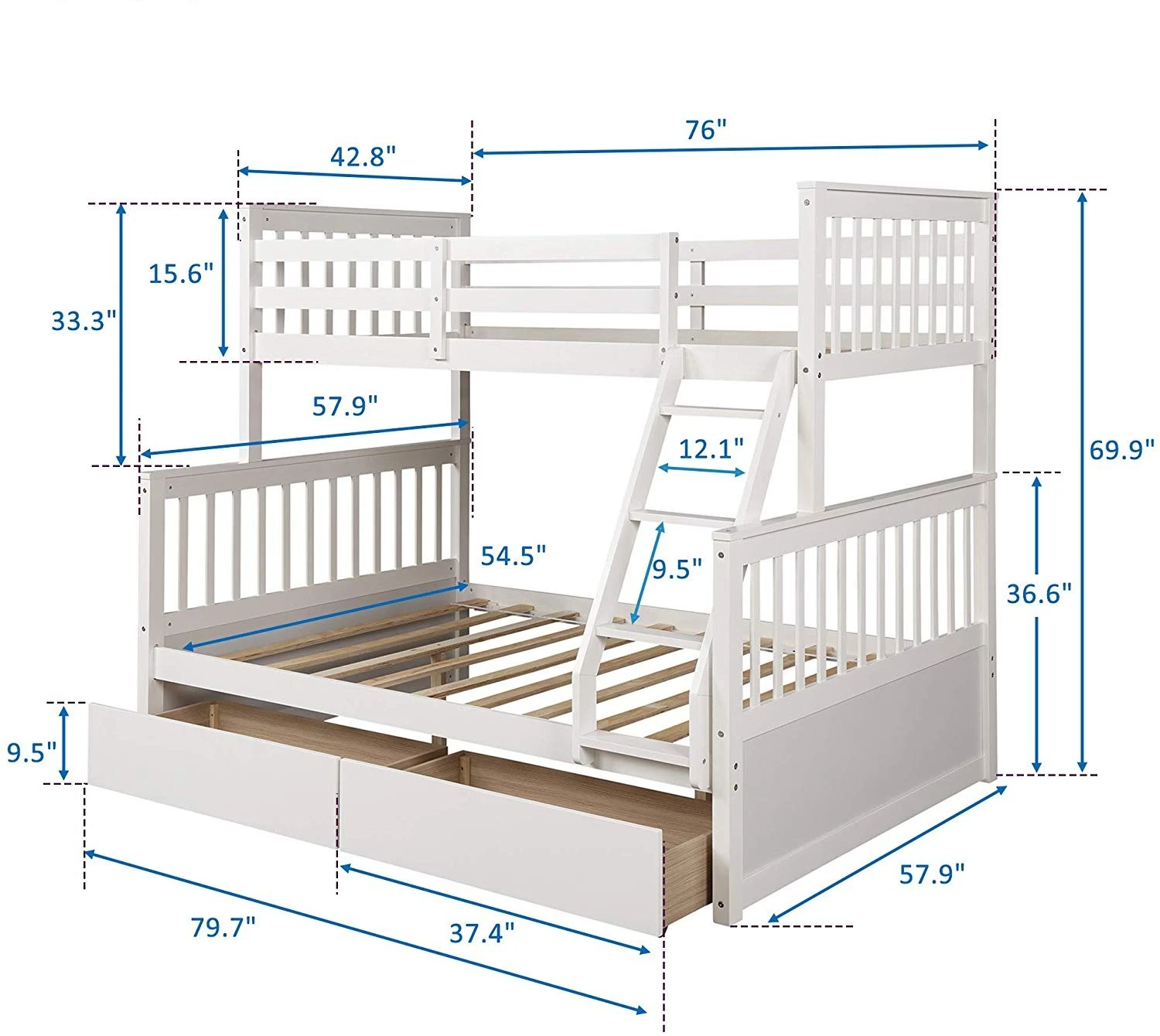 wood montessori kids double bed double bunk bed with ladder guard rail