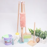 Wooden child Sweeping and cleaning kit play set toy for the Preschool role play wooden toy cleaning set