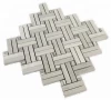 Wooden Like Marble Mosaic Tile- Knot Basketweave With Dark Accent Squares-Polished