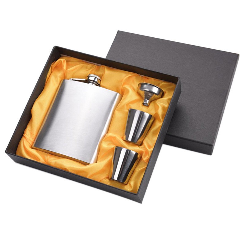 Zogift Portable Stainless Steel Hip Flask Flagon Set Pocket Flask Flagon Wine Whiskey Bottle 200 ml Alcohol Holiday Gifts