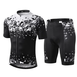 INBIKE Men Cycling Jersey Set Short Sleeve Breathable Bike Shirt with Padded Shorts Bib Shorts