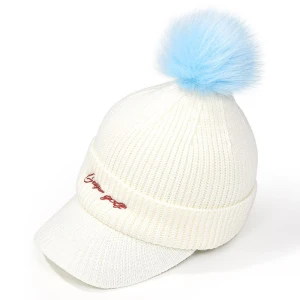 Knitted baseball cap knitted women winter hat/hat custom beanie Removable hairball