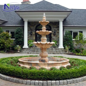 Chinese supplier custom yard outdoor garden decorative natural stone sunset red marble water fountain