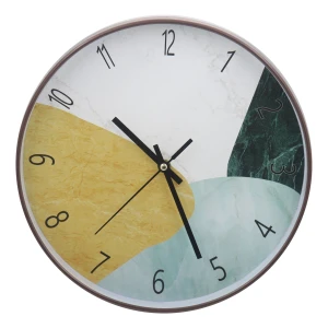 Wood grain frame Plastic wall clock130-212841-2