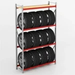 Heavy Duty Steel Tire Storage Rack – 3 Tier Industrial Tyre Display & Warehouse Shelving System