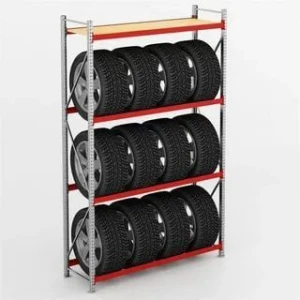 Heavy Duty Steel Tire Storage Rack – 3 Tier Industrial Tyre Display & Warehouse Shelving System